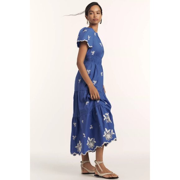 NWT Anthropologie Somerset Maxi in Blue Embroidered Edition Dress 2X - Picture 3 of 10